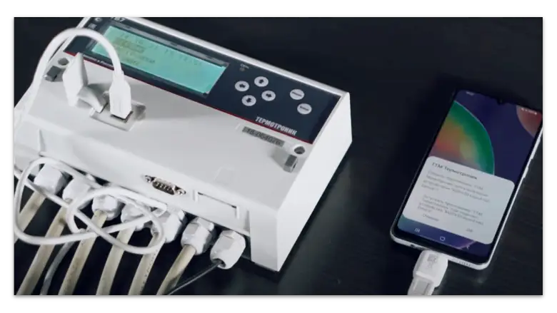 Подключение смартфона к тепловычислителю ТВ7 М через USB