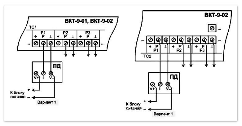 Подключение преобразователей давления с собственным блоком питания
