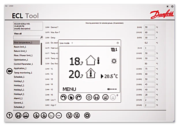 Интерфейс программы ECL Tool Installer (Danfoss)