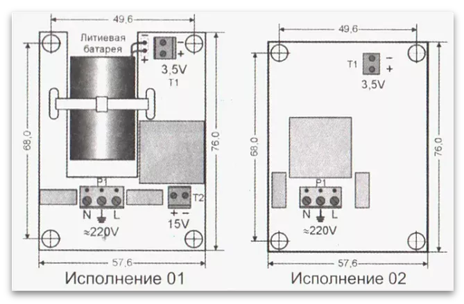 Схема расположения разъемов блока сетевого питания ВКТ-7 (Исп. 1 и Исп. 2)
