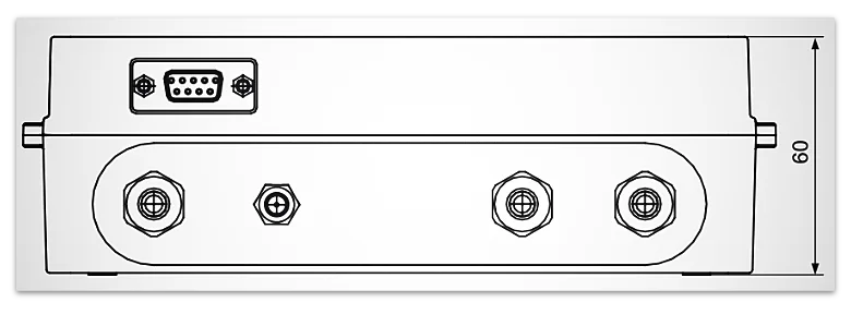 Габаритные размеры адаптера связи Взлет АССВ-030. Вид снизу