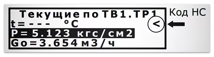 Сигнализация о наличии НС при просмотре текущих параметров тепловычислителя ТВ7 (М)