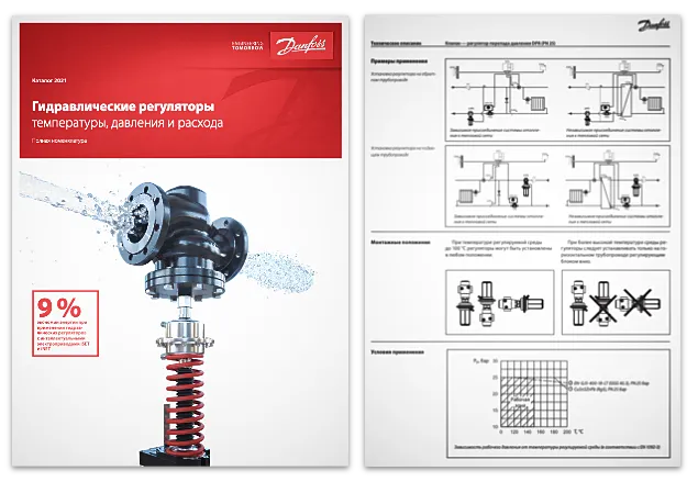 Изображение 4. Каталог Danfoss «Гидравлические регуляторы температуры, давления и расхода» RC.08.H15.50 (2021)