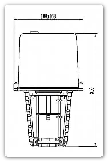 Изображение 5. Габаритные и присоединительные размеры электроприводов Ридан AMV-3000R и AME-3000R