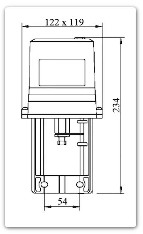 Габаритные и присоединительные размеры электроприводов Ридан ARV-1000R и ARE-1000R