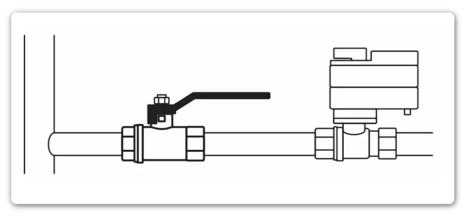 Схема установки крана шарового с электроприводом системы контроля протечек Neptun