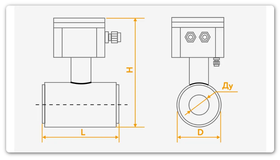 Схема ПРЭМ исполнения «сэндвич» без защиты футеровки. Габаритные размеры